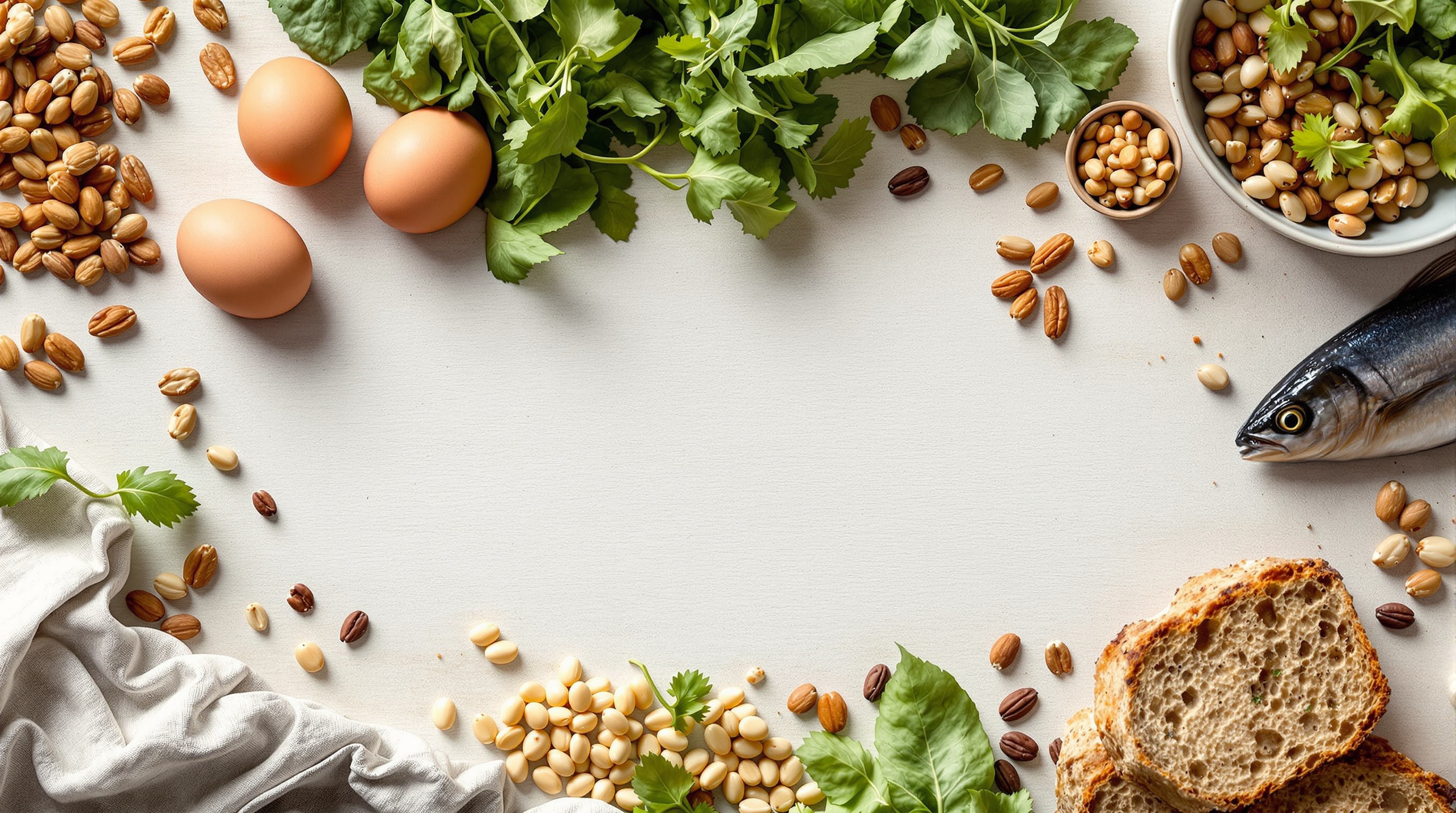 Simple whole foods arranged on a wooden board
